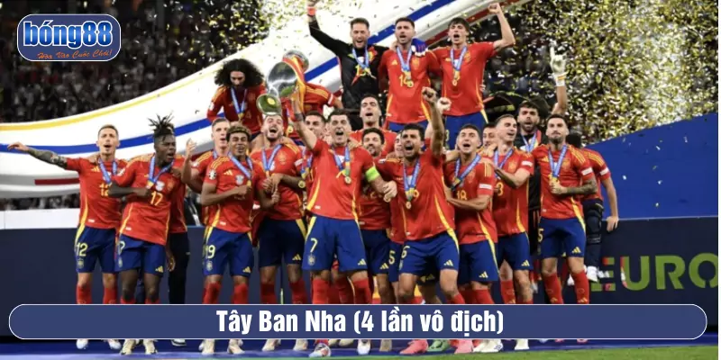 Đội bóng vô địch euro nhiều nhất tây ban nha